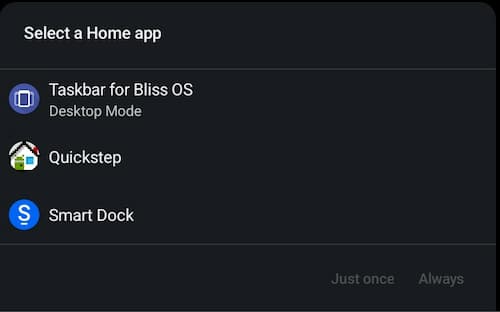 BlissOS15のHomeApp選択画面