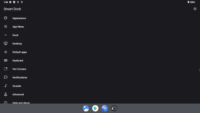 BlissOSのHome app.。Smart Dock