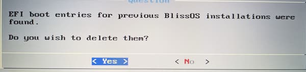 BlissOSインストール画面２５　ルートパーティションへのインストール７