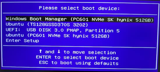Linuxx-Mint22のEFIブートメニュー