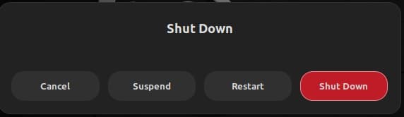 Linux Mintのシャットダウン画面